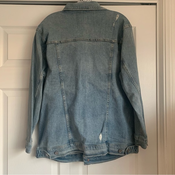Lucky Brand Tomboy Jean Jacket Distressed Oversized Denim Trucker Size L NWT - Picture 3 of 11